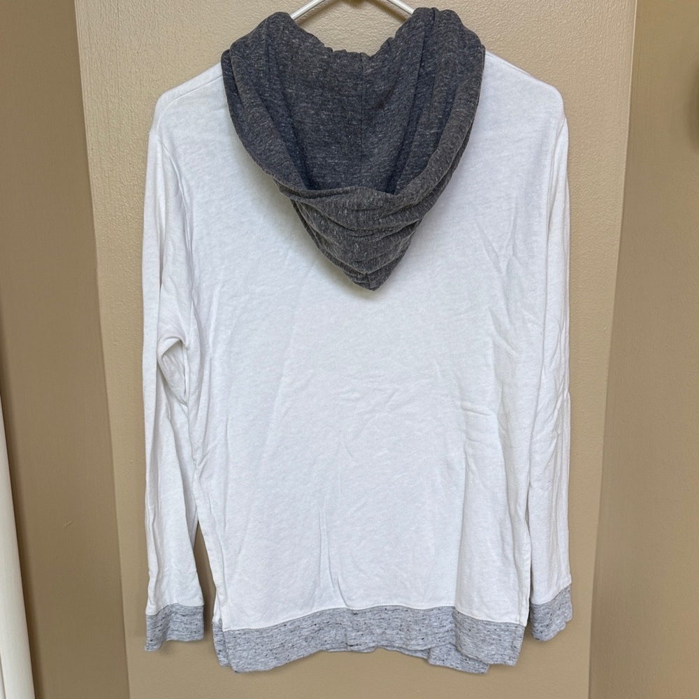Monrow White&Gray XS lightweight Hoodie Pocket&slits on sides good condition - Picture 2 of 6